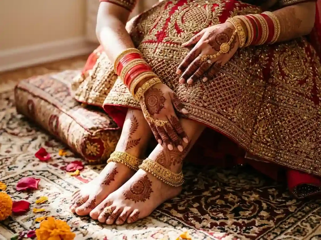 Bride showing decorated hands