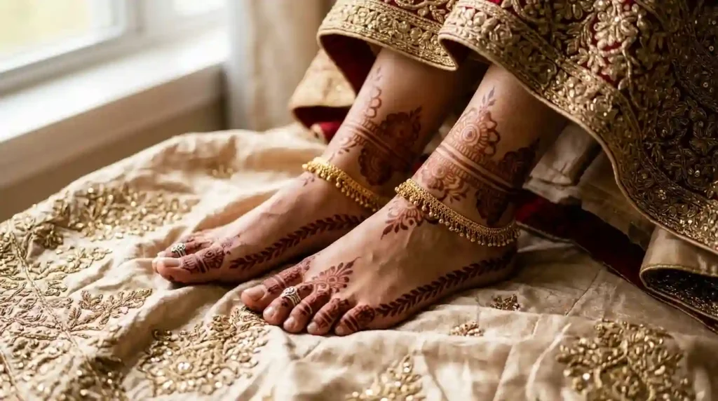Woman displaying henna on feet